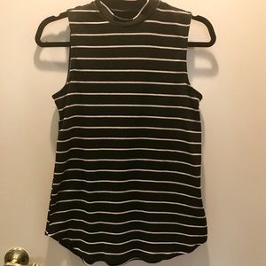 Apt. 9 striped black and white mock neck tunic